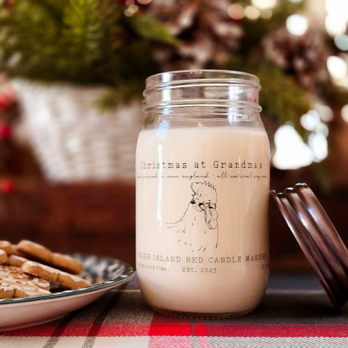 Rhode Island Red Candle Makers Christmas at Grandma's 12 oz Open