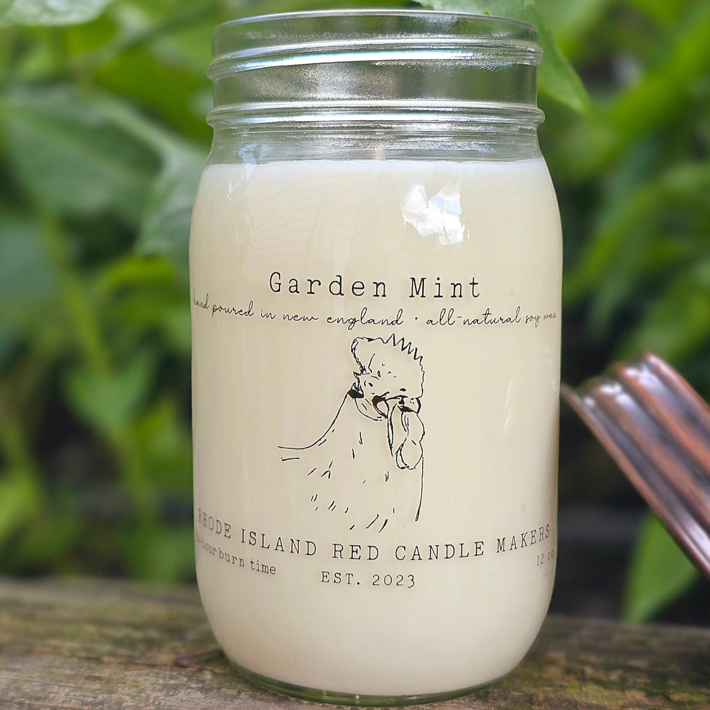 Garden Mint Soy Wax Candle 12 oz Open