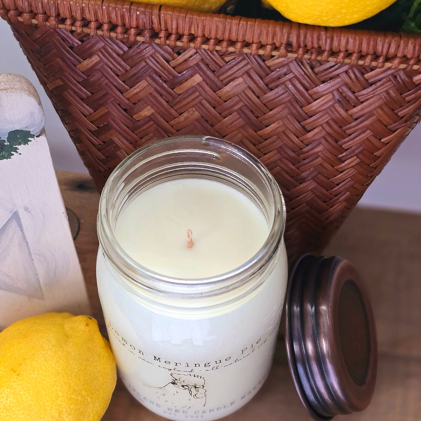 Lemon Meringue Pie Soy Wax Candle 12 oz Open Top Side 