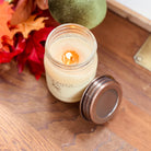 Pumpkin Muffin Soy Wax Candle 12 oz Top Side Lit