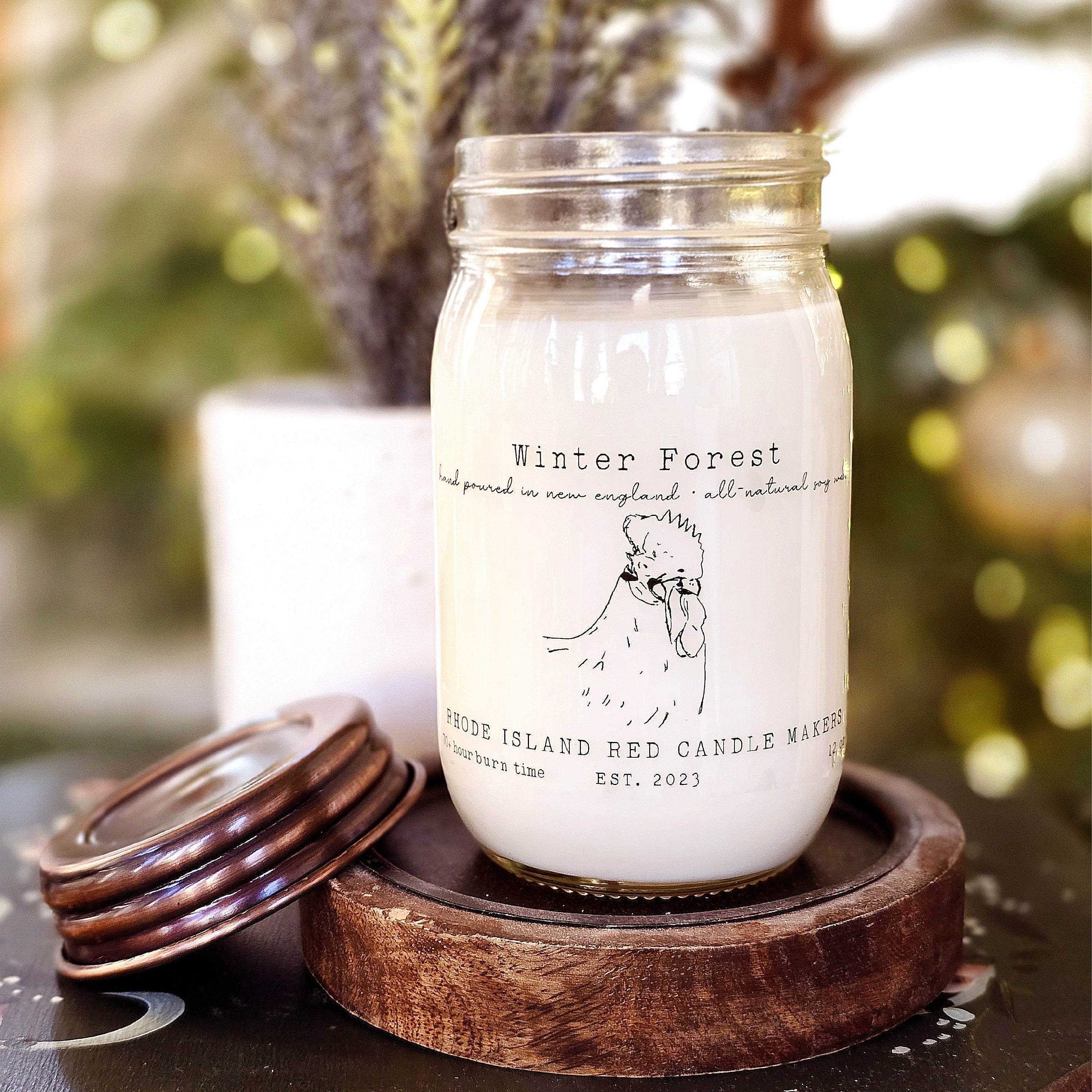 Rhode Island Red Candle Makers Winter Forest 12 oz Open