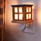 Wood Lantern Pluggable Fragrance Warmer Lit 